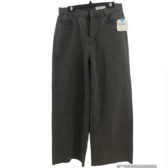 HIGH Rise Wide Leg fringe cropped Jeans 28 - Picture 9 of 15